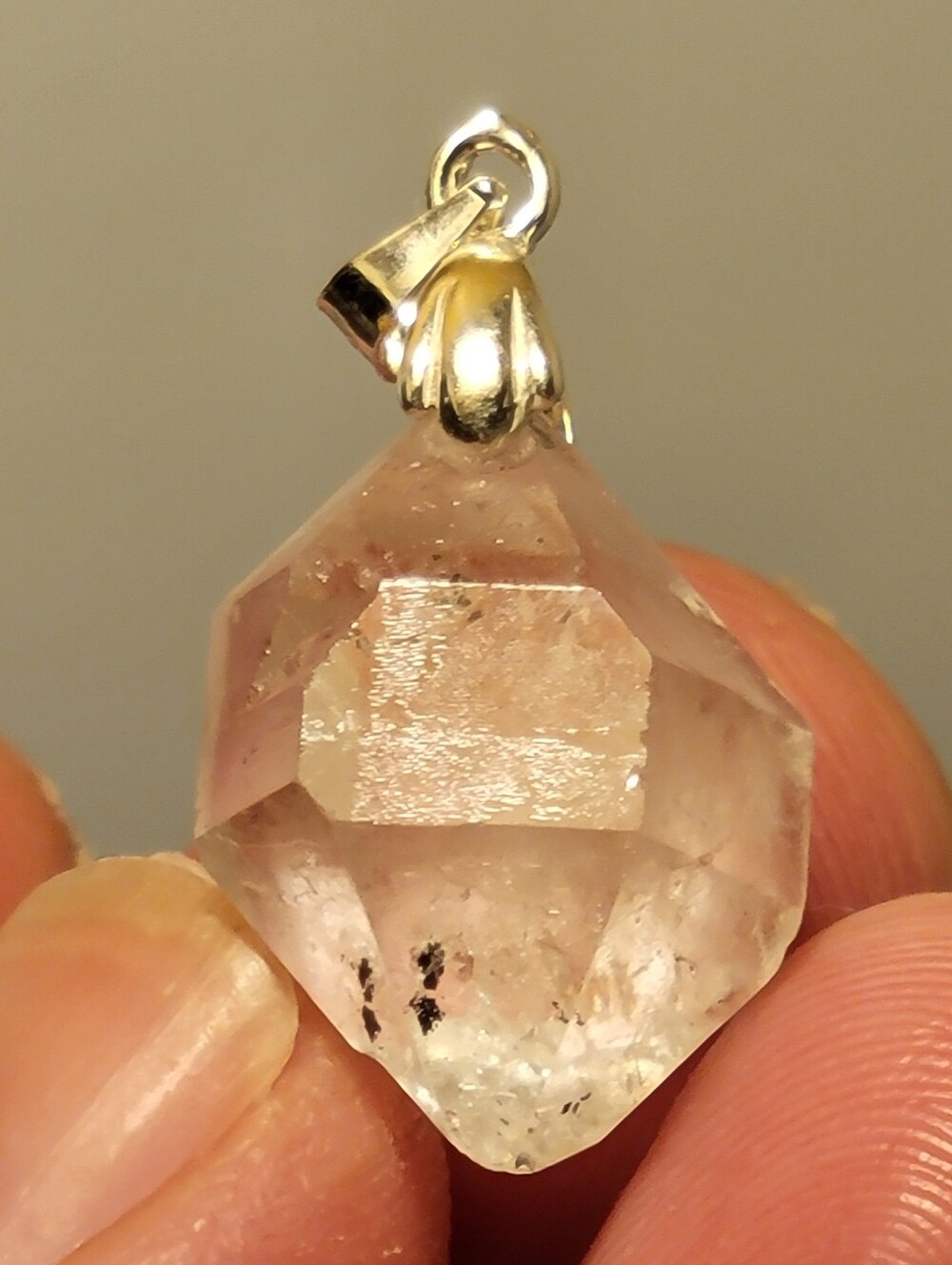 3.95g Natural Herkimer Diamond Crystal Pendant for Necklace 925 sterling silver